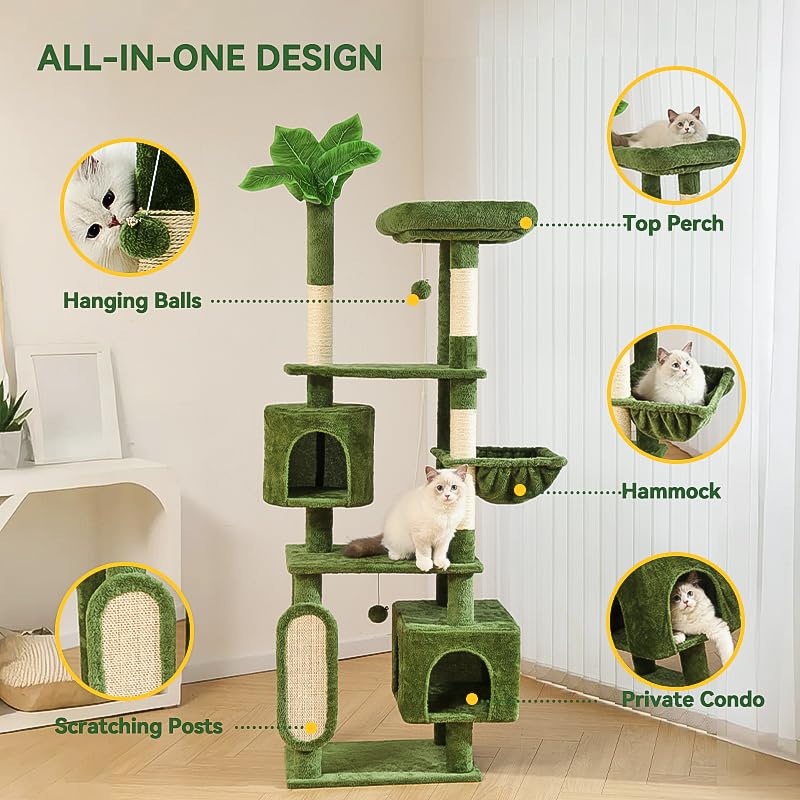 HOOPET cat tree heavy-base anti-tip ensures stable energetic play and safety.