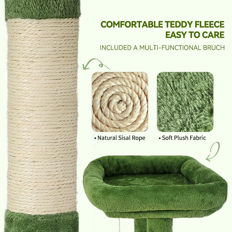 HOOPET cat tree plush-fur platforms offering soft lounging and cozy resting spots.