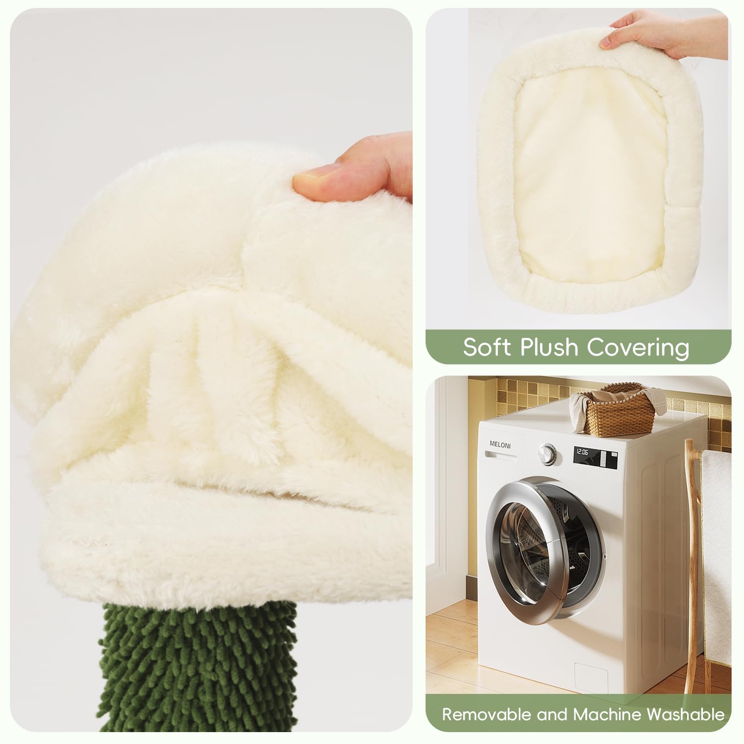 HOOPET cactus cat tree self-groomer helps keep cats clean after active sessions.
