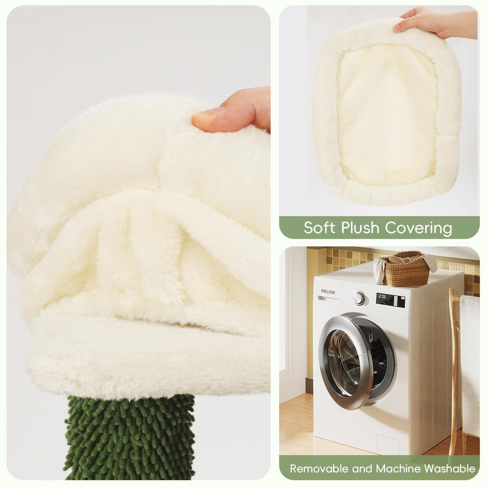 HOOPET cactus cat tree self-groomer helps keep cats clean after active sessions.