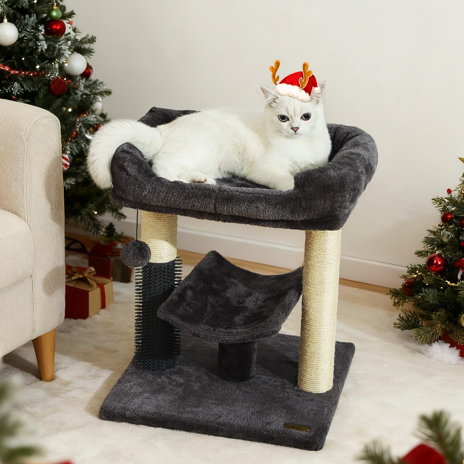 HOOPET cat tree sturdy base highlights stable design for safe indoor play