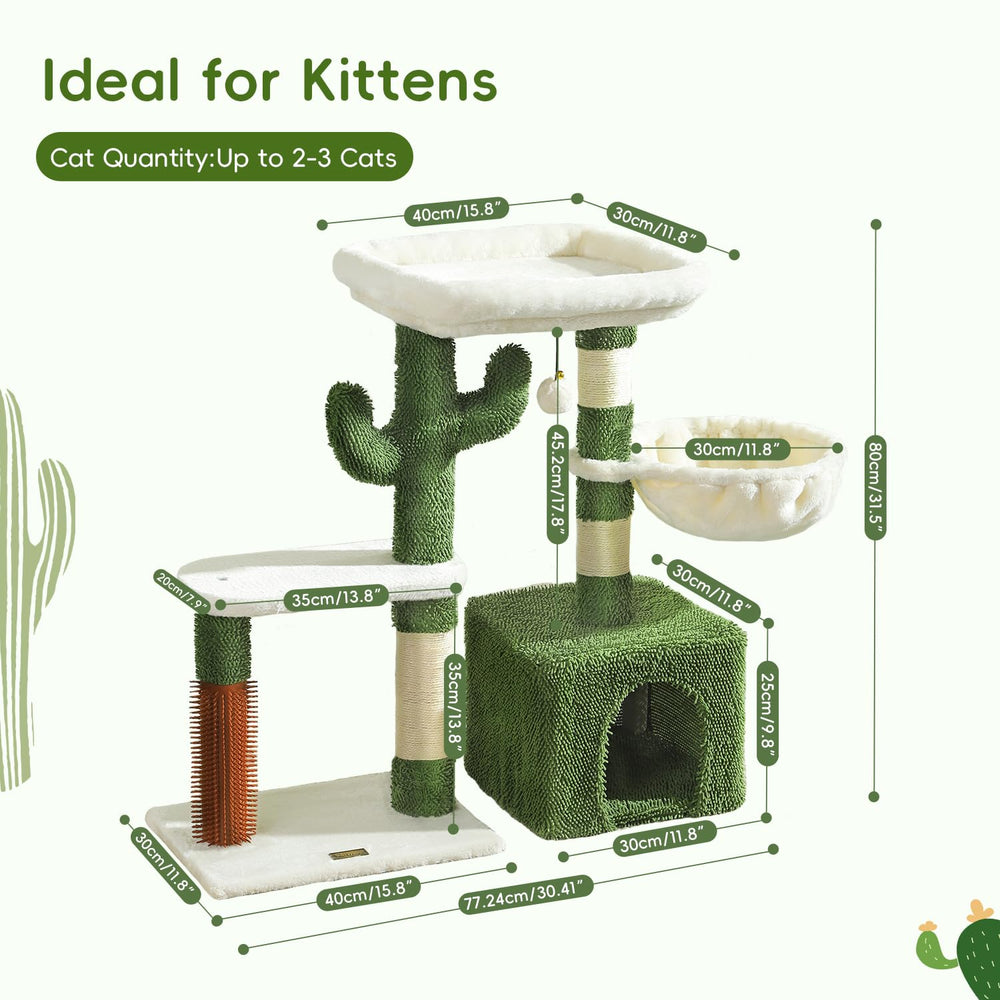 HOOPET 32-inch cat tree shows sturdy base and safe design in a compact footprint.