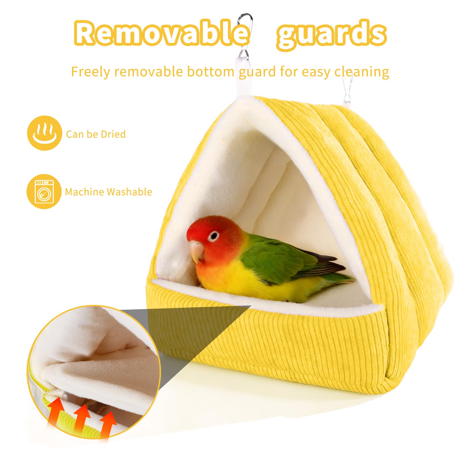 Hoopttay Bird Bed 5-Inch Height Yellow gives cockatiels space to perch and rest comfortably.