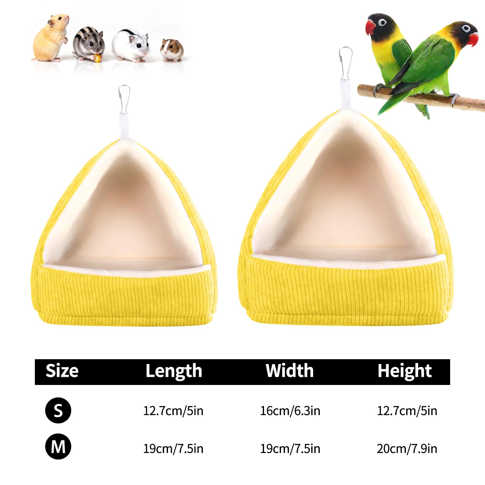 Hoopttay Bird Bed Hut Tent Yellow shows a warm hideaway for budgies and parakeets.