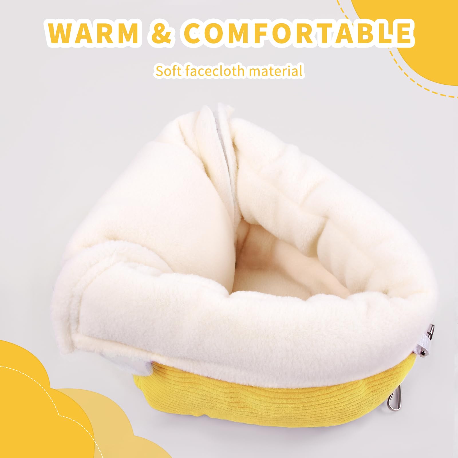 Hoopttay Bird Bed Metal Hooks Yellow ensures secure, durable cage attachment.