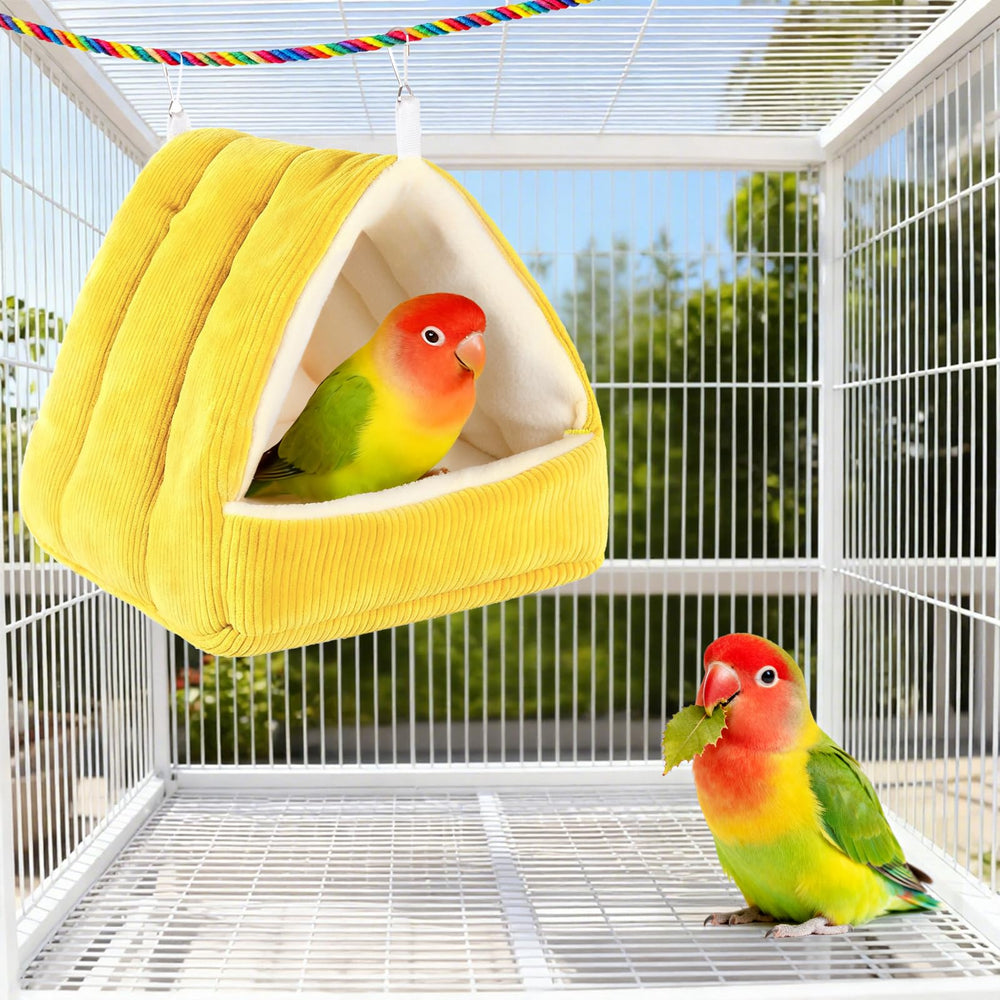Hoopttay Bird Bed Quick-Clean Yellow features removable fabric for easy cleaning.