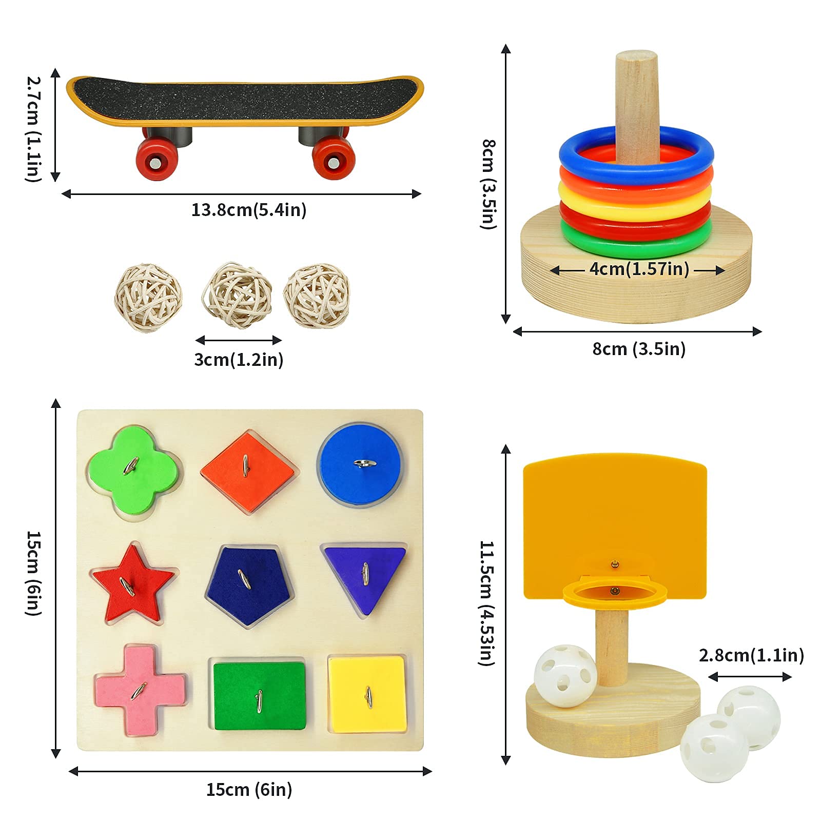 HOORITO wooden block puzzles help parakeets think and solve problems during enrichment.