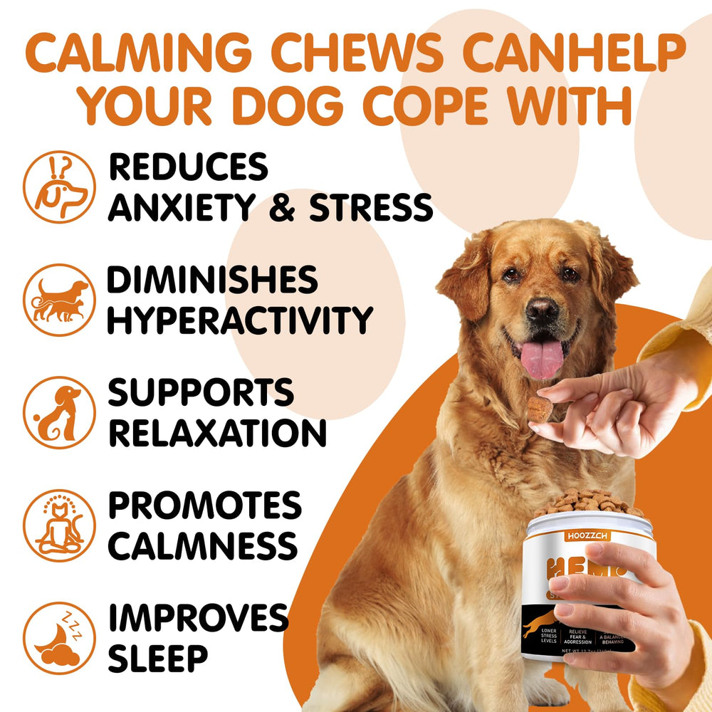 Hoozzch Calming Chews chicken-flavor closeup tasty relief for anxious pups.