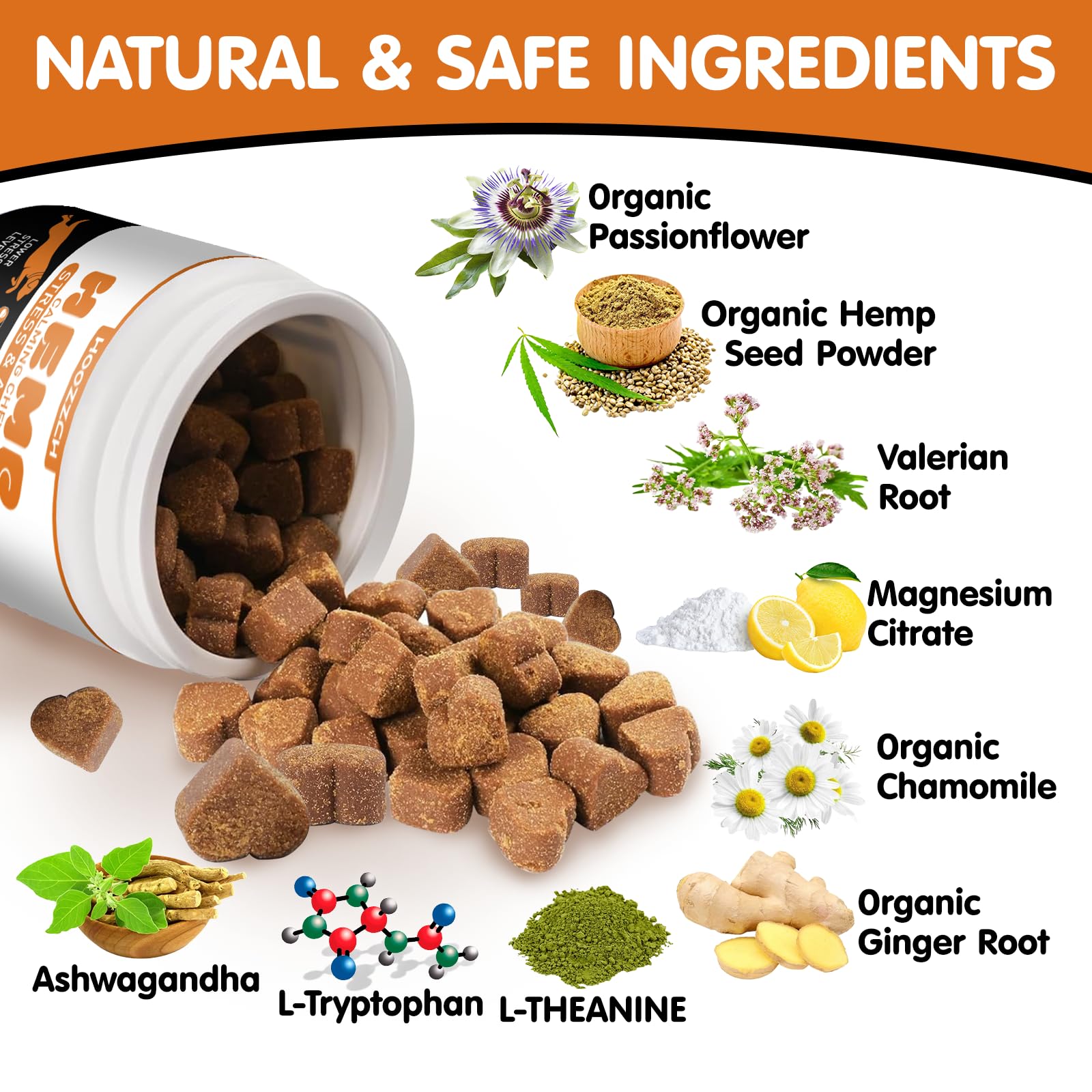 Hoozzch Calming Chews fast-acting relief within 30–45 minutes.