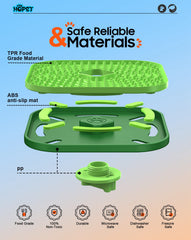 HOPET crate-training mat shown on a dog crate, helps calm dogs during confinement.