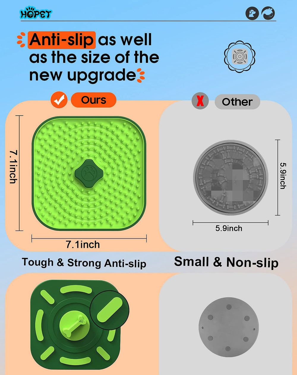 HOPET slow-feeder lick pad encourages extended chew time and mental engagement.