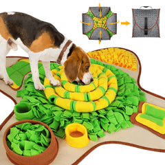 HOPET Snuffle Mat large breed front view showing foraging action and slow feeding.