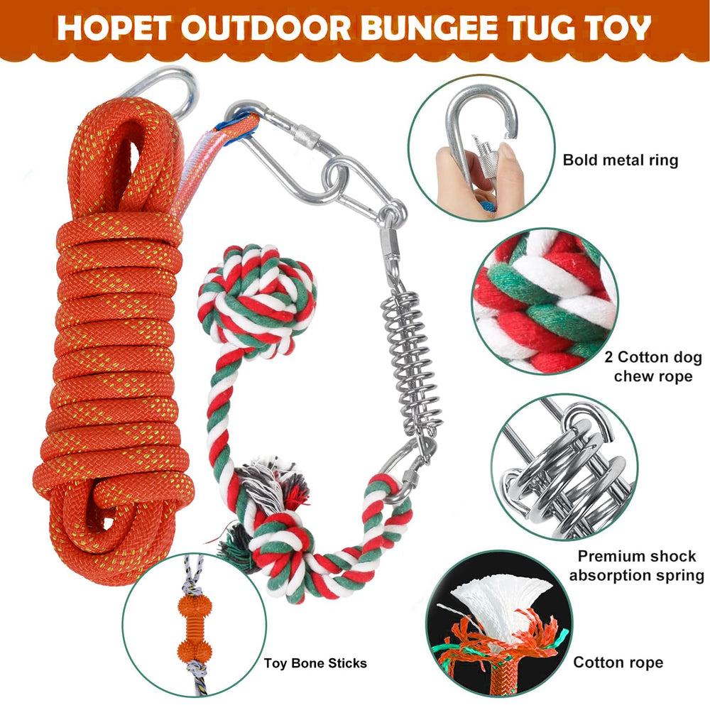 HOPET stainless-steel-spring safety feature cushions strong pulls during play.