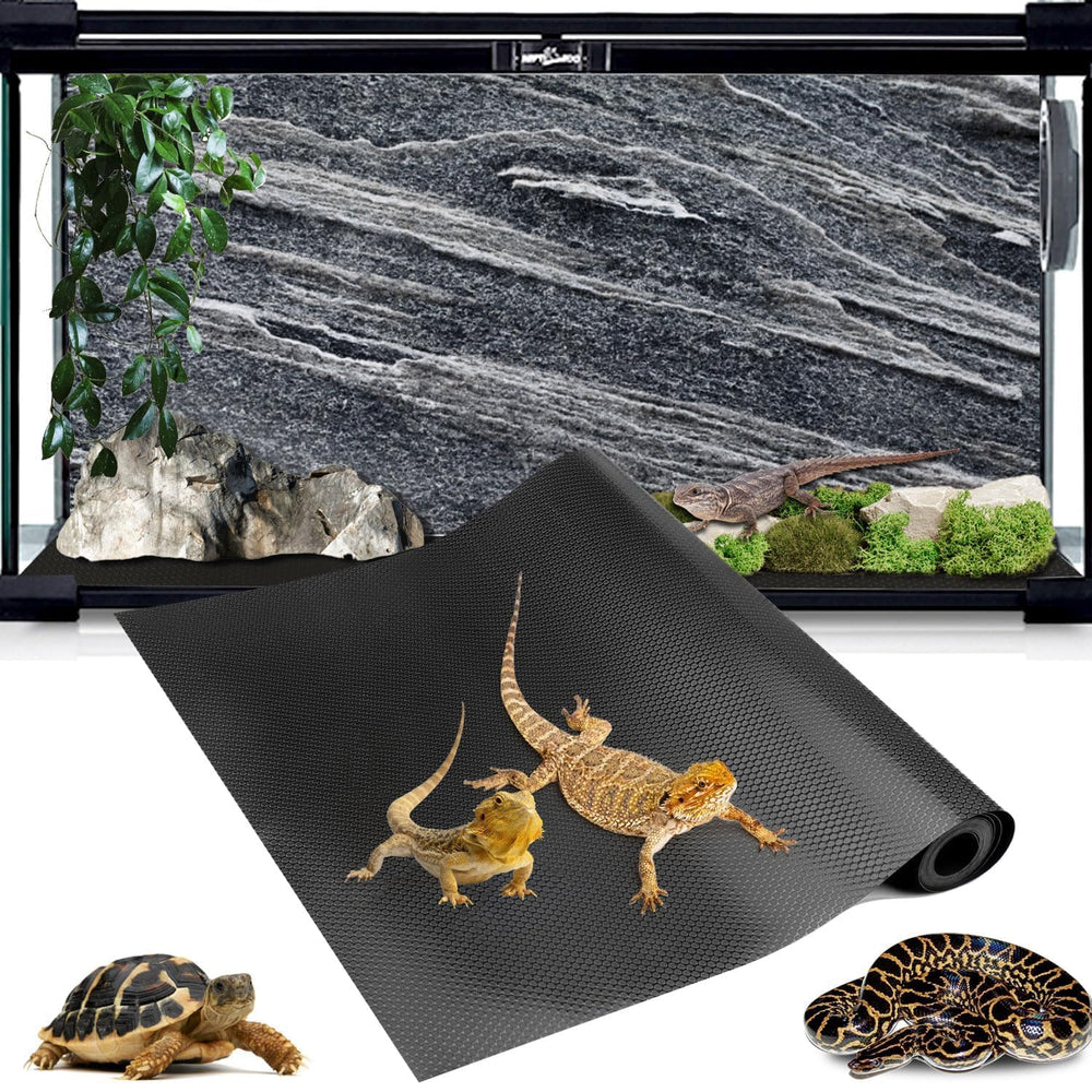 Hoplaep 120-gallon terrarium mat in full setup shows a ready-to-use waterproof liner.
