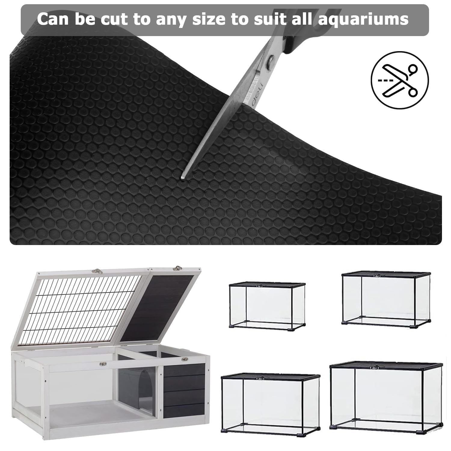 Hoplaep Easy-cut 96x24 mat shows seamless installation in varying enclosure sizes.