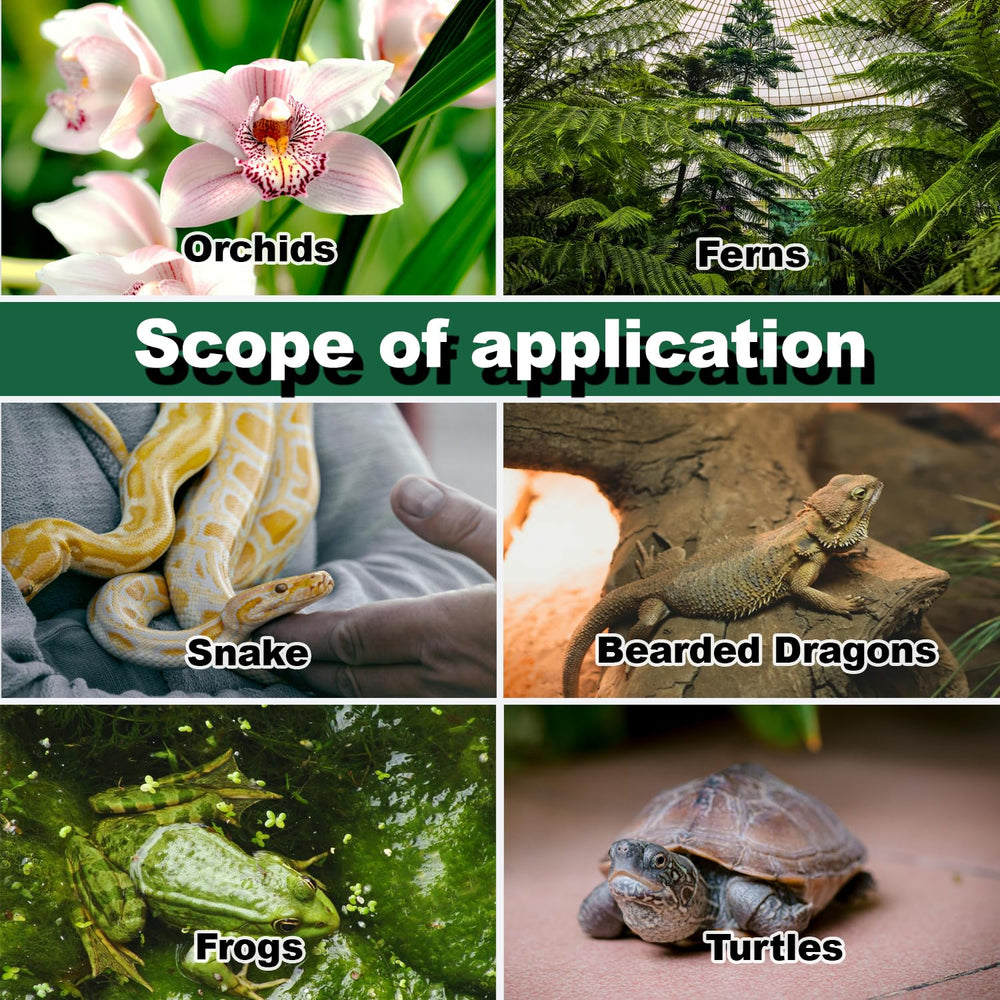 Hoqqf humidifier suited for reptiles, amphibians, and plants in terrariums.