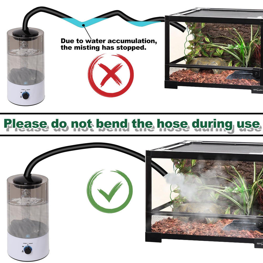 Hoqqf ultrasonic mist in terrarium delivering natural humidity.