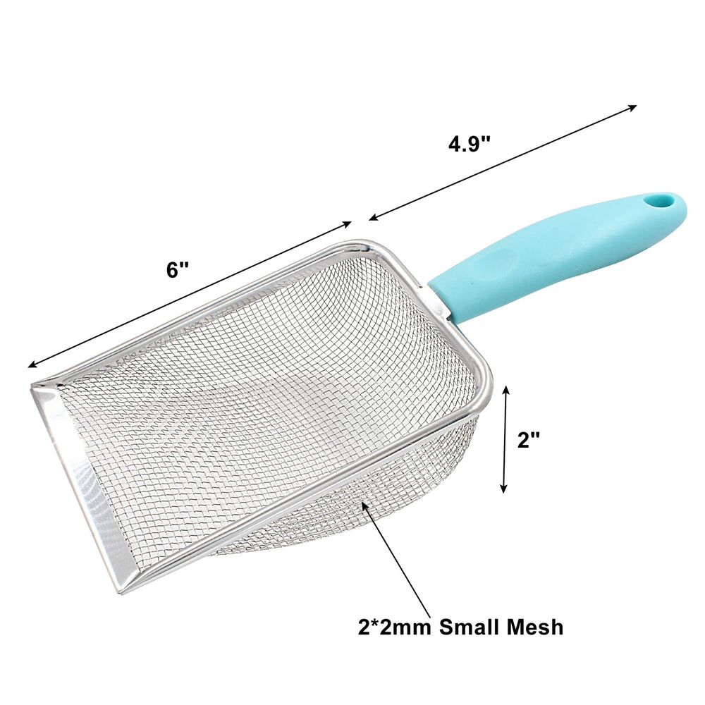Hordion cat litter scoop 2mm mesh closeup enables efficient waste removal.