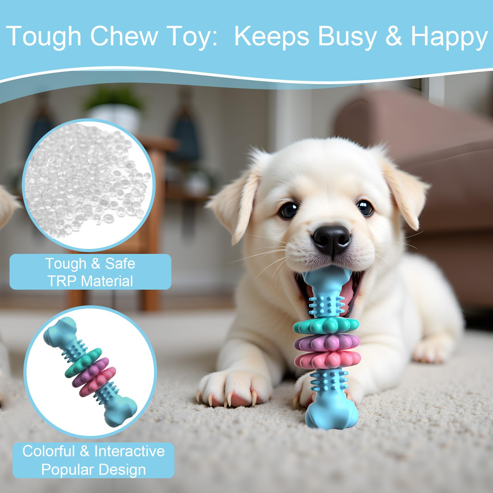 HORIBND puppy chew toy petal colors attract attention during teething sessions.