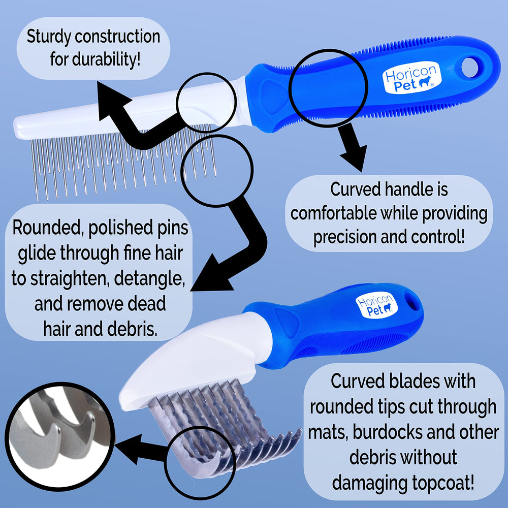 Horicon Pet detangling-comb eases knots for faster grooming sessions.