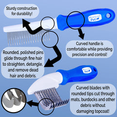 Horicon Pet detangling-comb eases knots for faster grooming sessions.