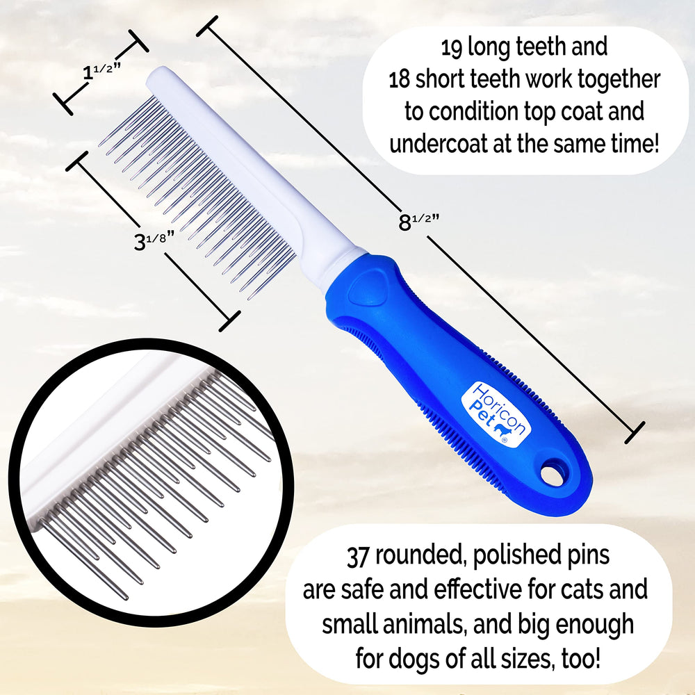 Horicon Pet detangling dog comb used on cat fur demonstration.