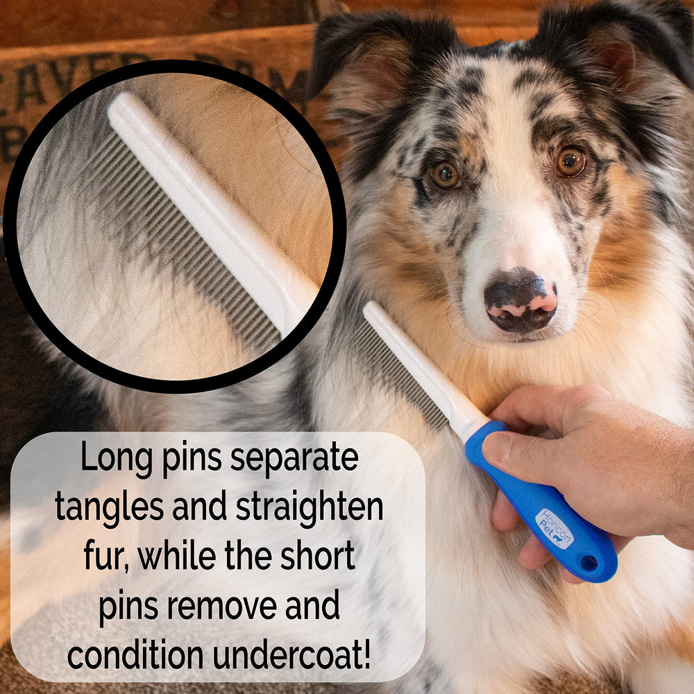 Horicon Pet detangling dog comb durable head close-up for long-lasting use.