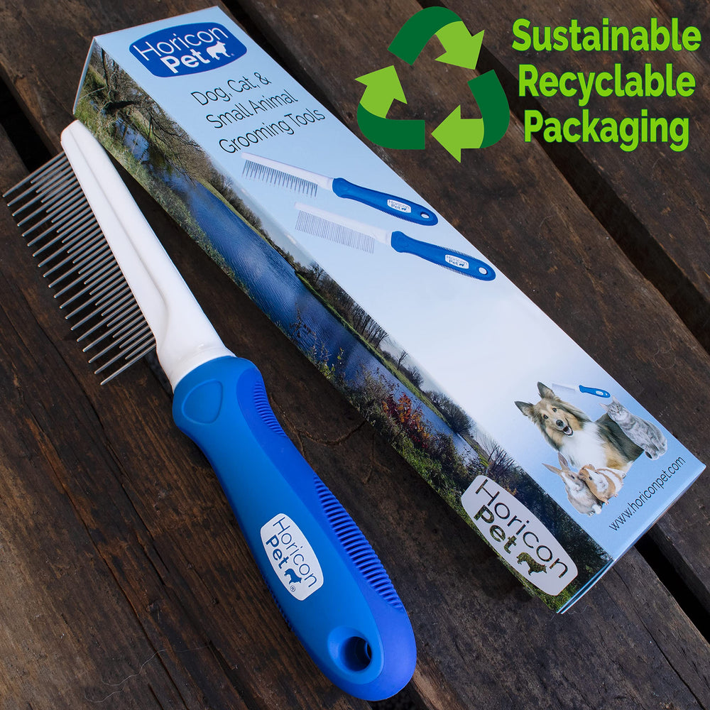 Horicon Pet detangling dog comb easy-clean design after grooming sessions.