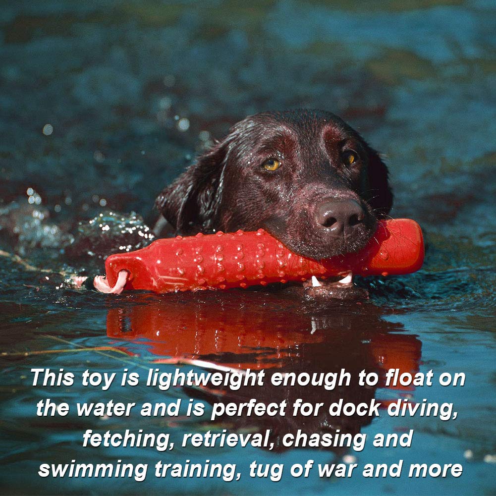 Horolas dog float toy TPR-material construction resists wear while floating for visibility.