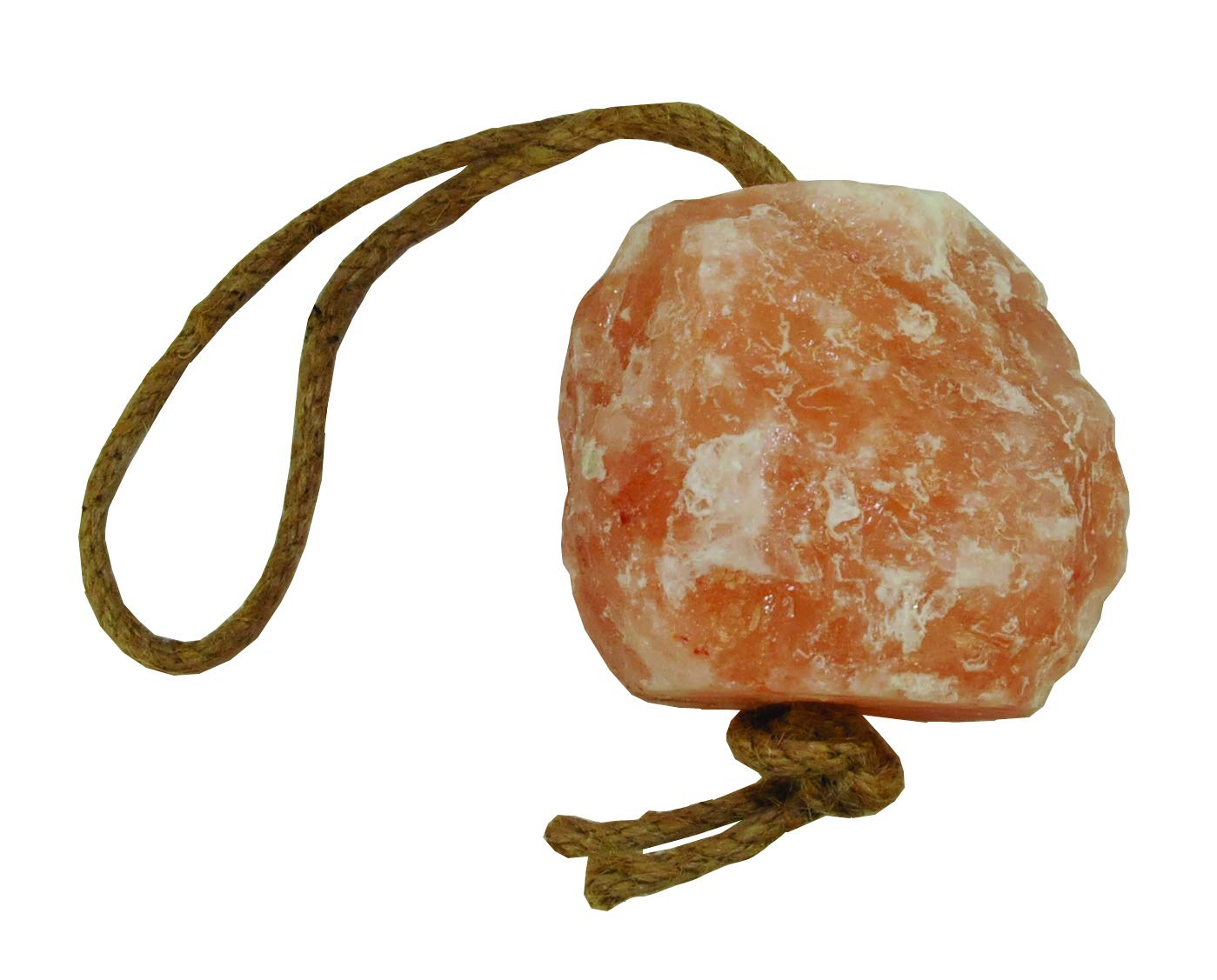 Horsemen's Pride Himalayan salt block on rope close-up highlighting mineral-rich salt.