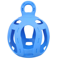 Horsemen's Pride Jolly Hay Ball blue close-up texture highlighting round shape.