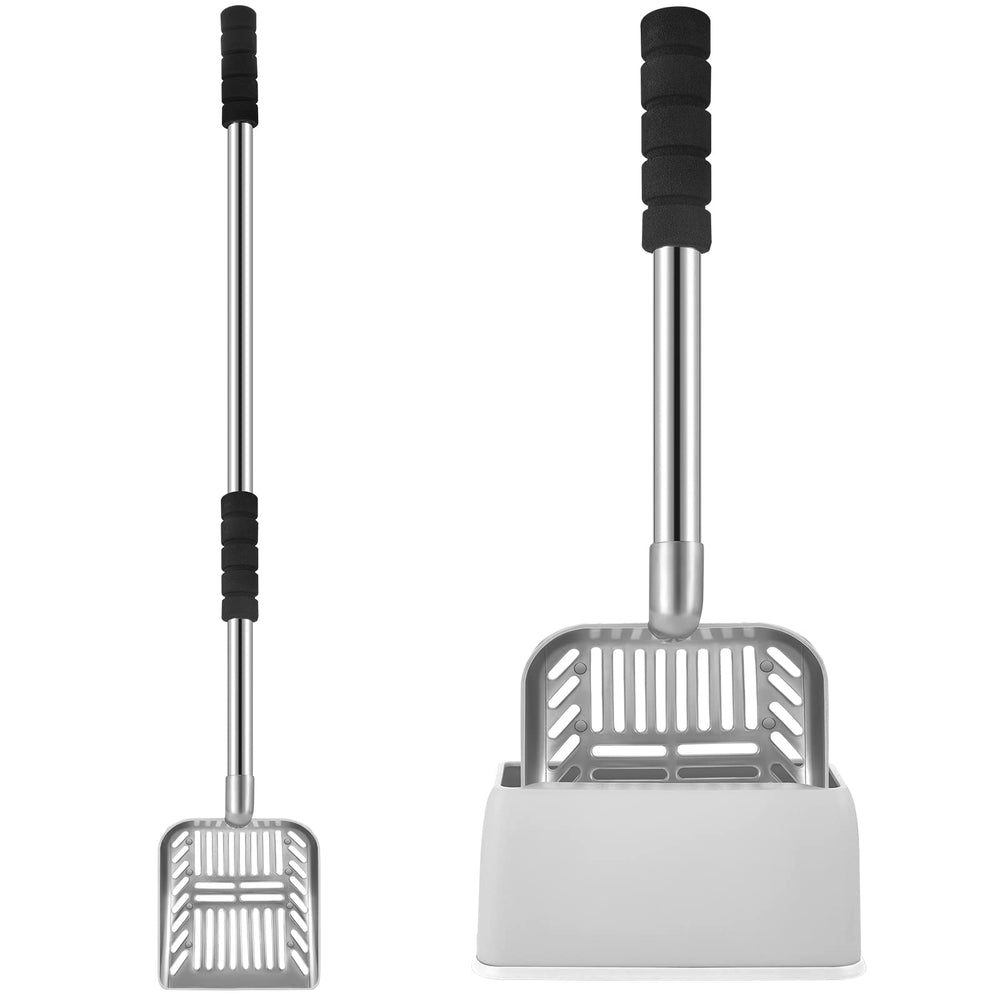 Hortsun 32-inch long-handle scoop in action for back-friendly cleaning.