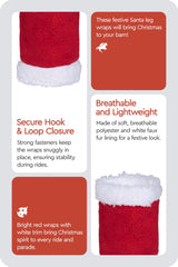 HORZE Santa faux fur leg wraps showcase festive design in red.