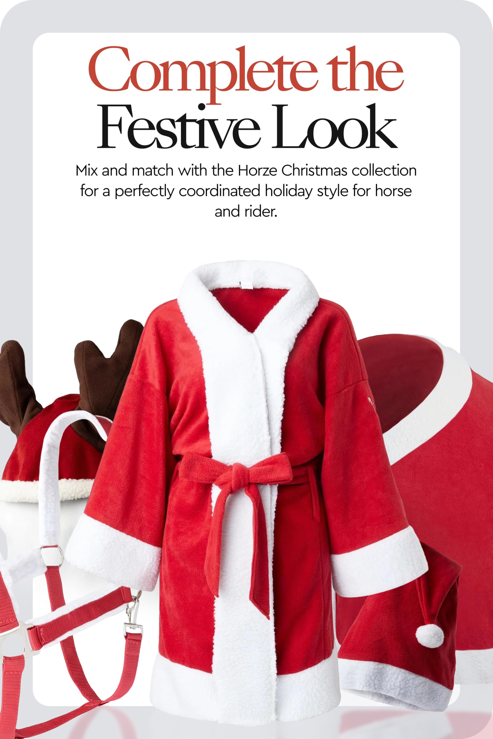 HORZE Christmas Collection branding to coordinate holiday styling.