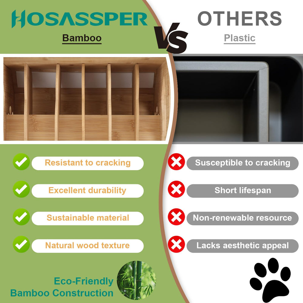 HOSASSPER bamboo can organizer stacked design promotes oldest cans first.