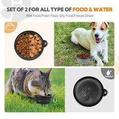 HOSCAPE dog bowl with carabiner clip for hands-free attachment on hikes.