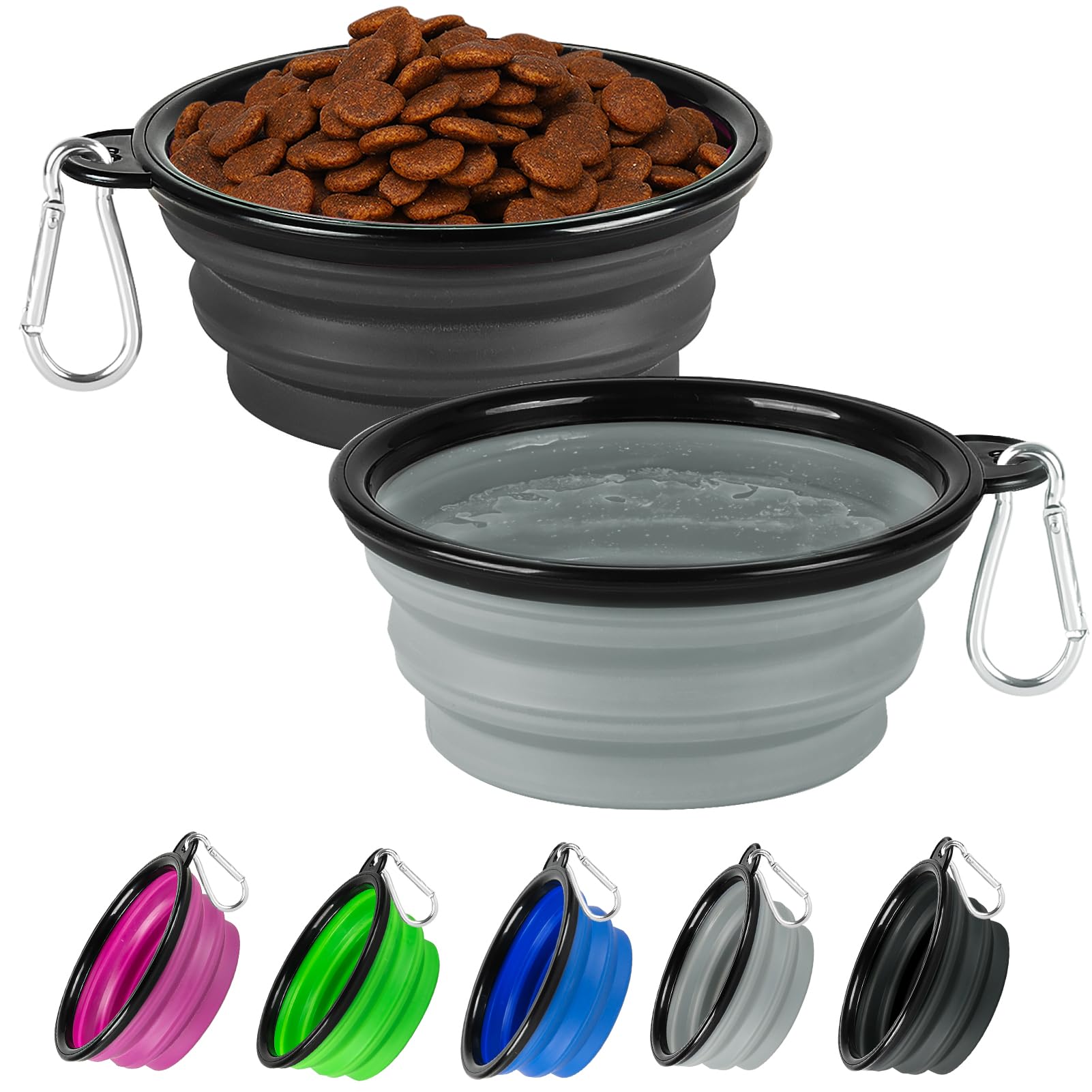 HOSCAPE collapsible dog bowl 2-pack folded flat for backpack-friendly hydration.