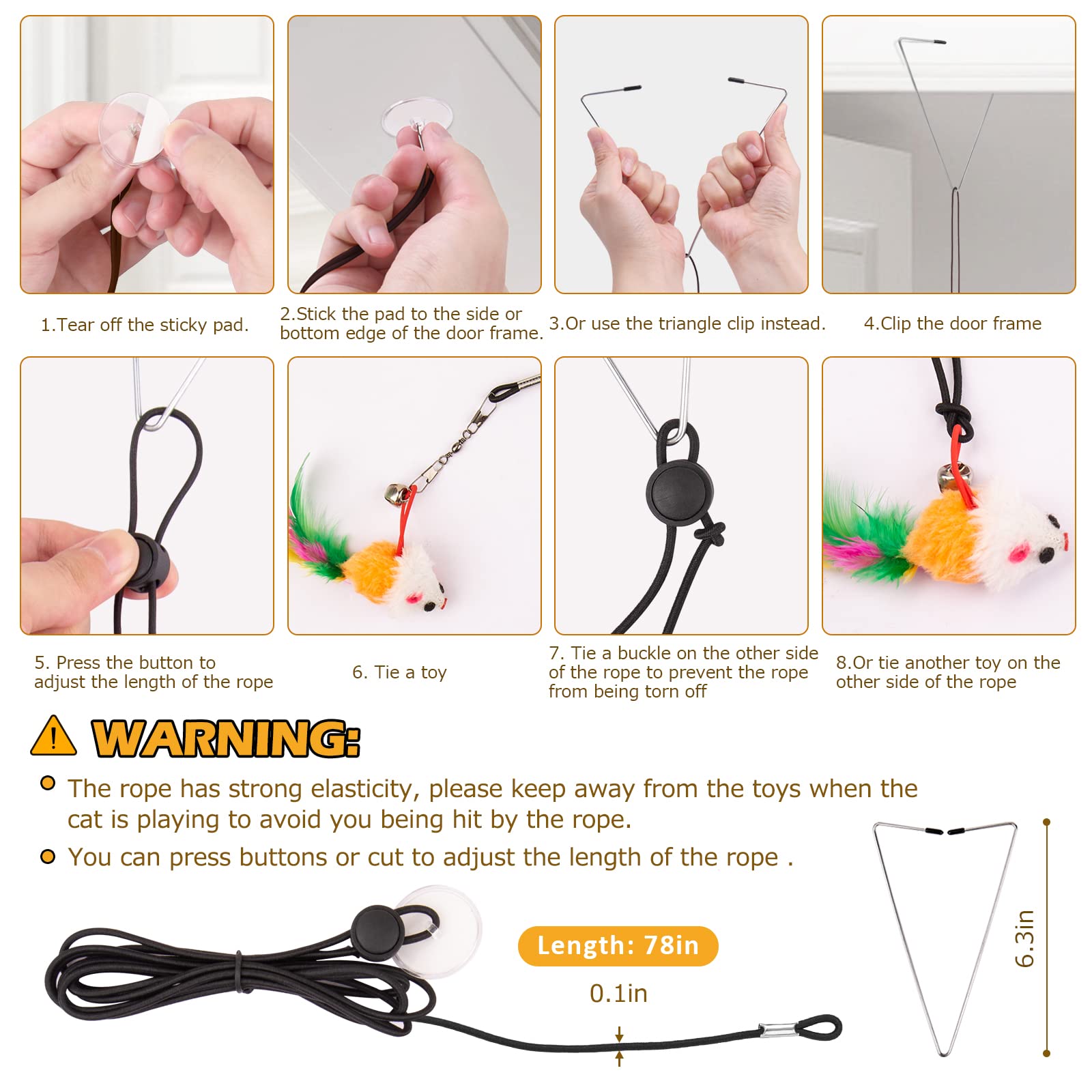 HOSFROLL cat toys long rope for durable, extended play sessions.