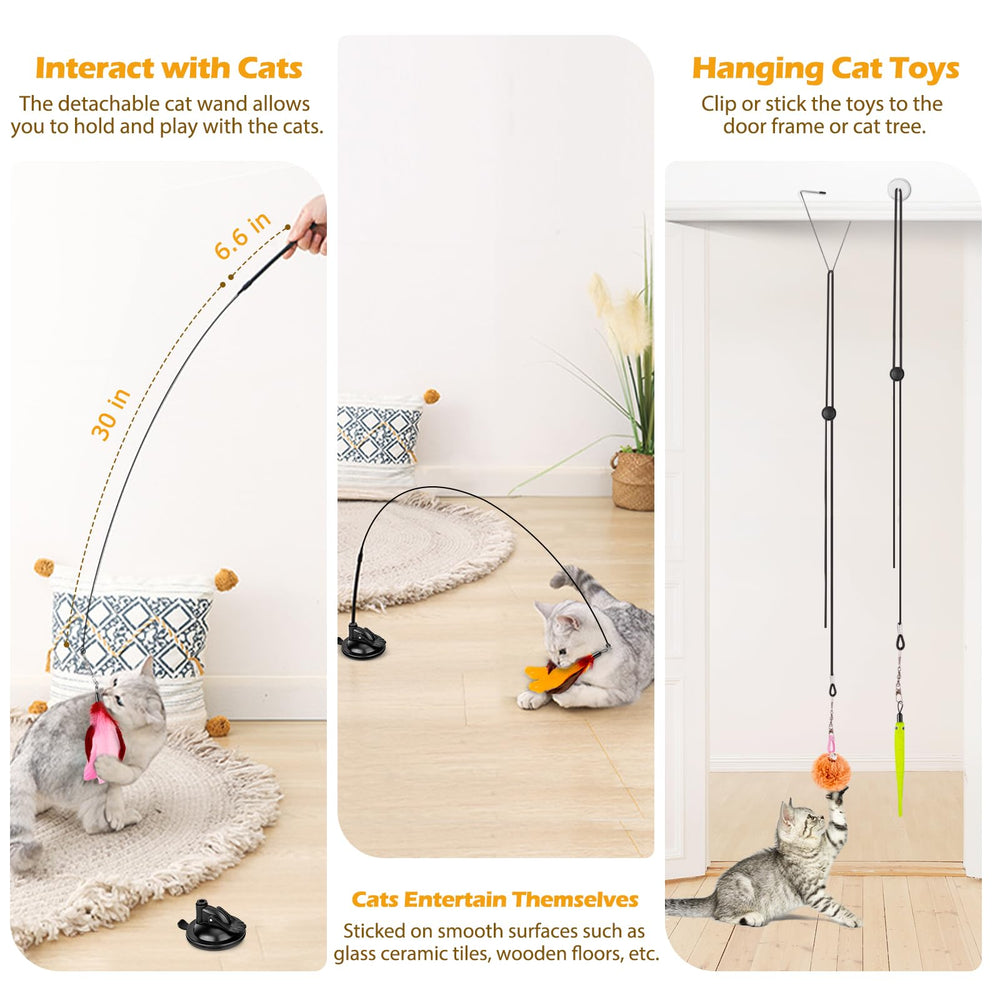 HOSFROLL cat toys wand attachment for interactive chasing and bonding time.