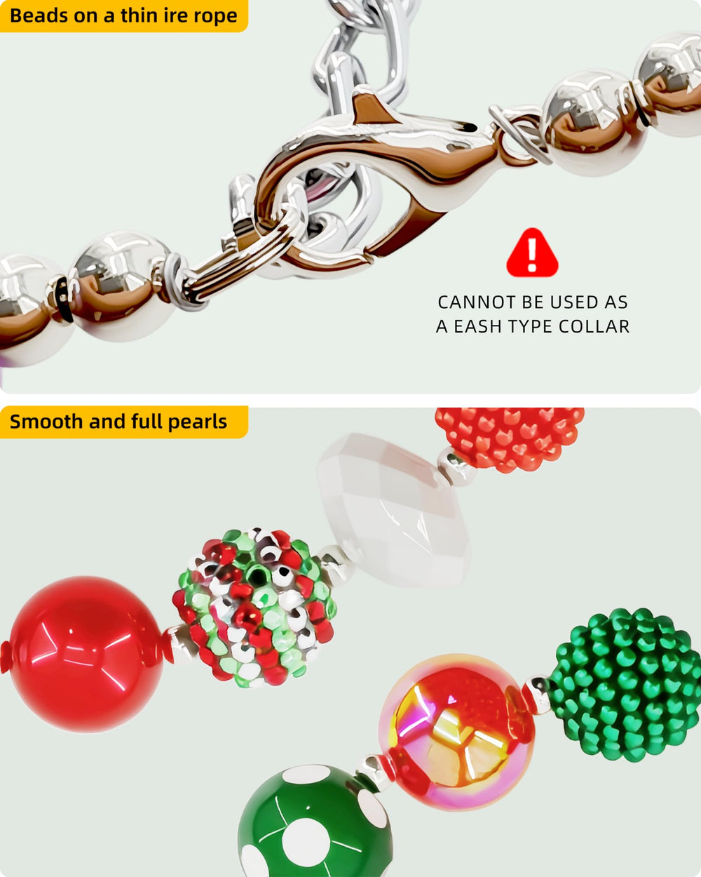 Hosiwei Christmas dog collar bead texture macro showing chunky beads