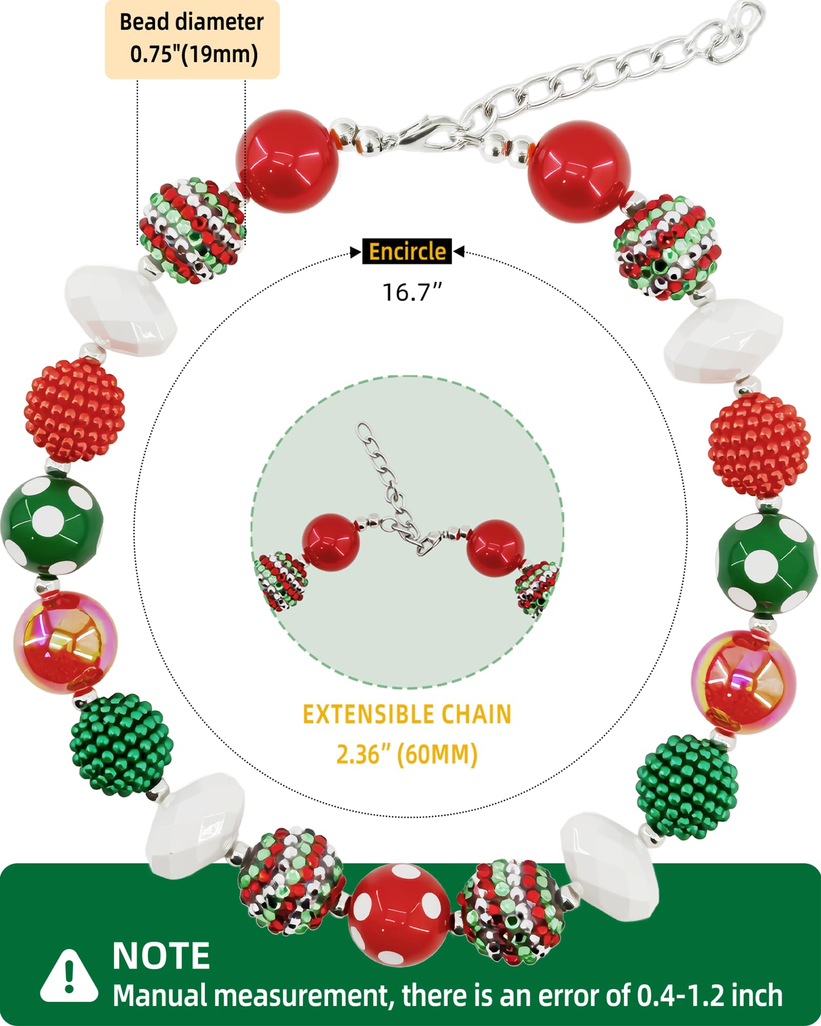 Hosiwei Christmas dog collar pack shot highlighting colorful beads