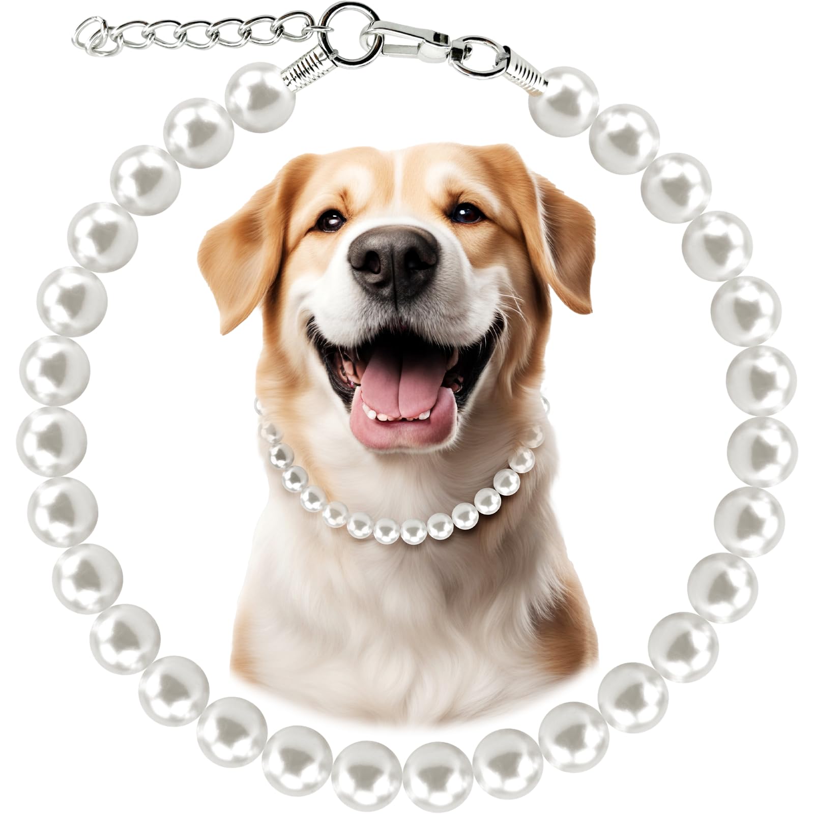 Hosiwei chunky pearl dog necklace with 19mm beads for bold style in photos