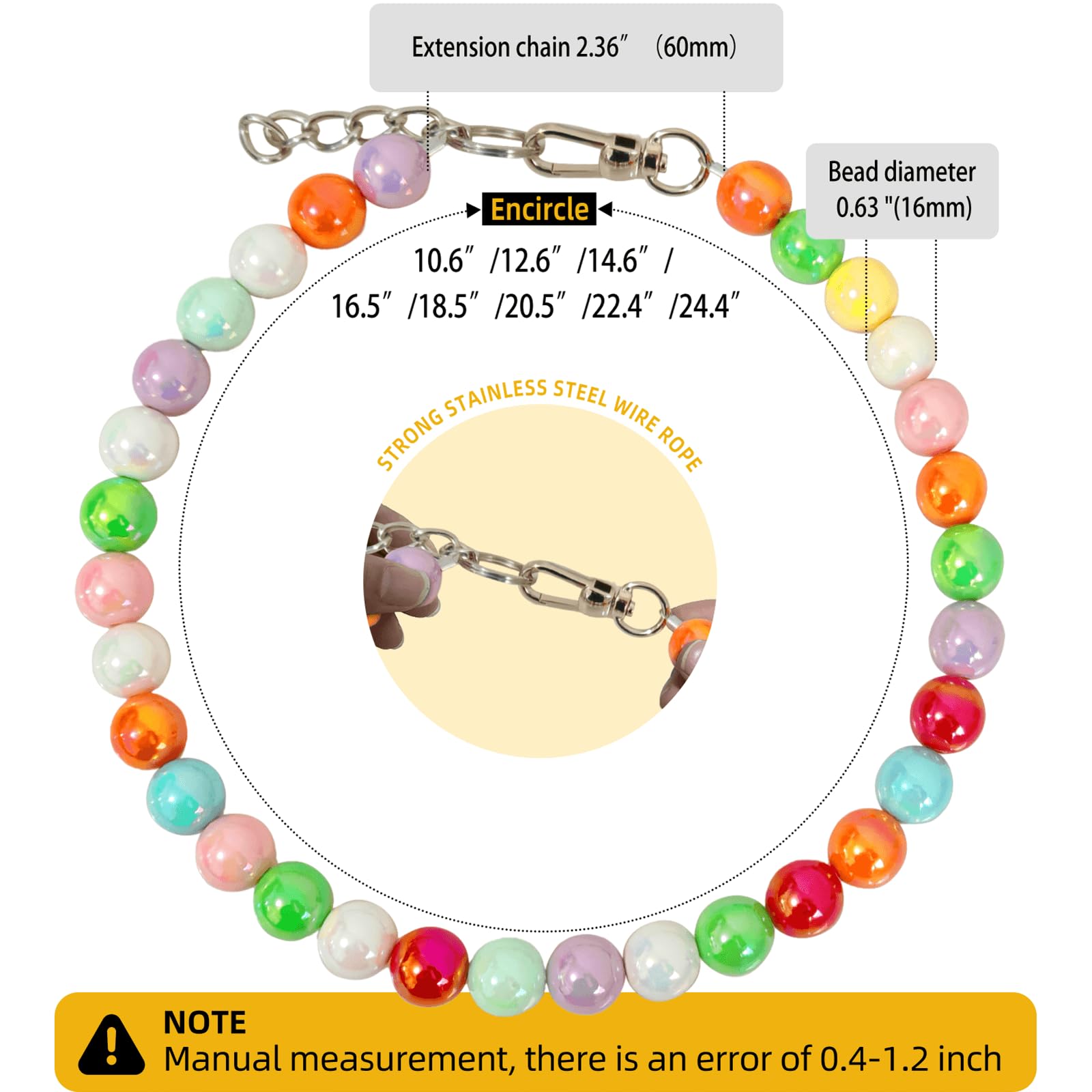 Hosiwei colorful pearls dog necklace adds bold style for special occasions.
