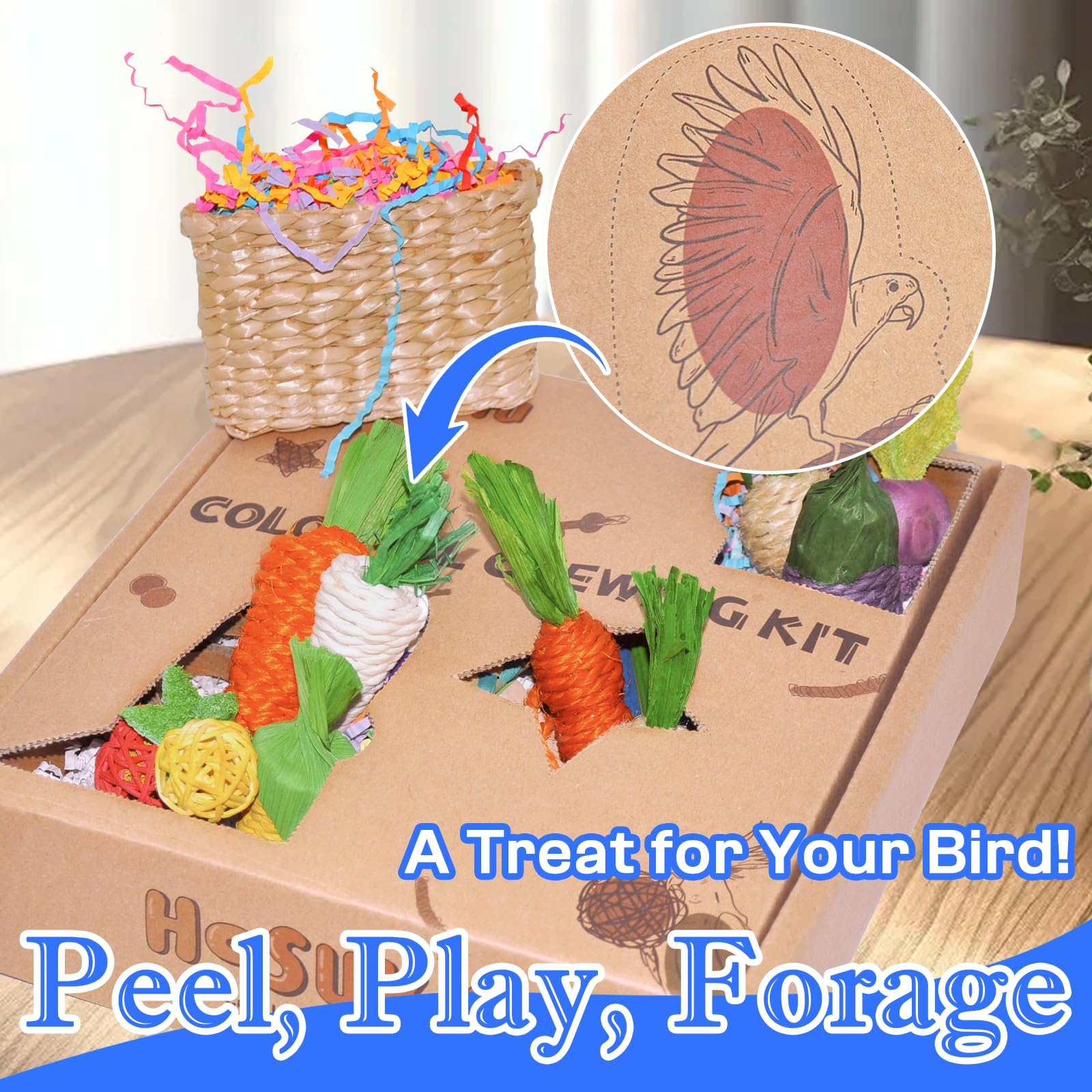 HOSUKU Interactive bird toy with varied textures boosts activity and playtime