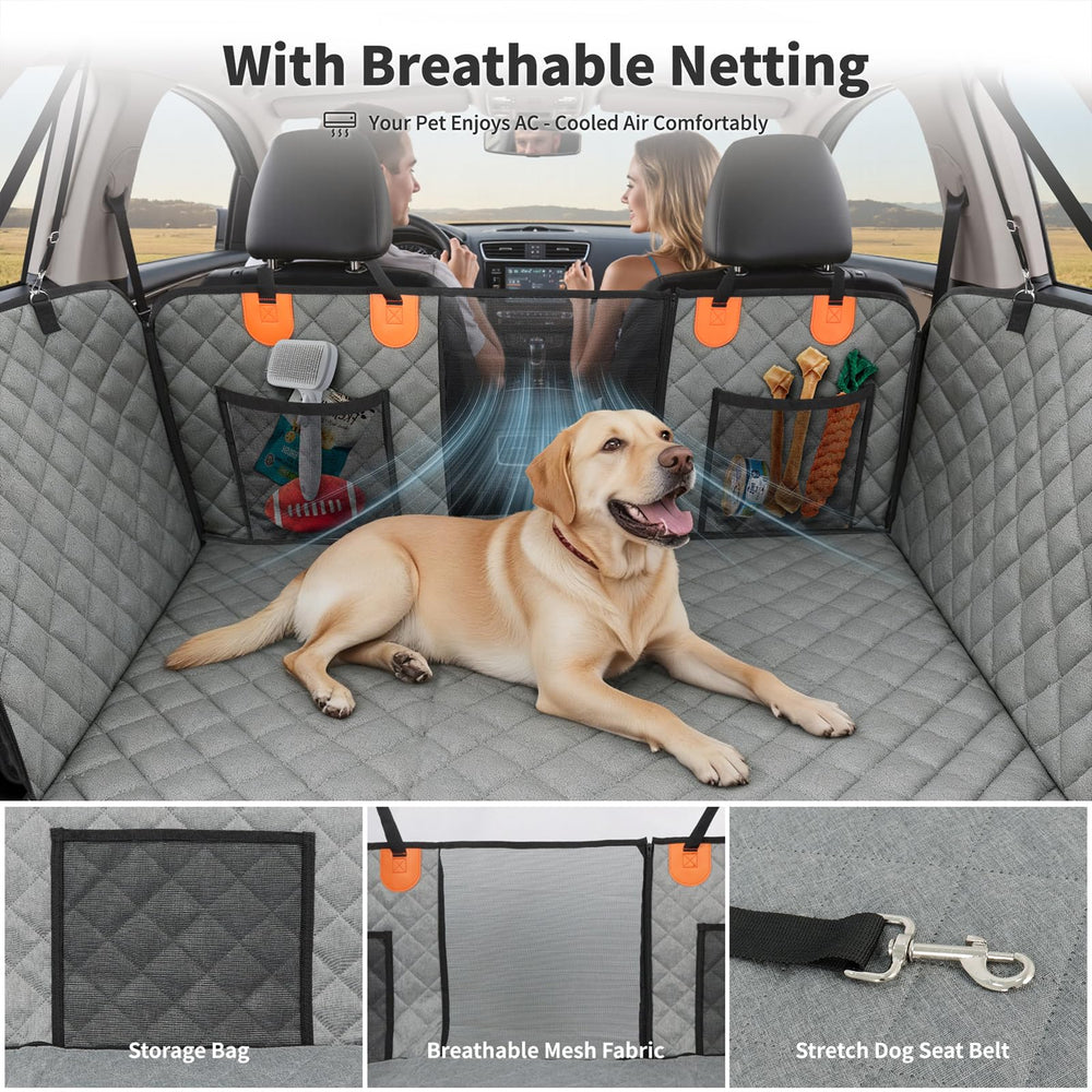 HOTEAGLE back-seat-extension-design adds space and keeps dogs settled during sudden braking.