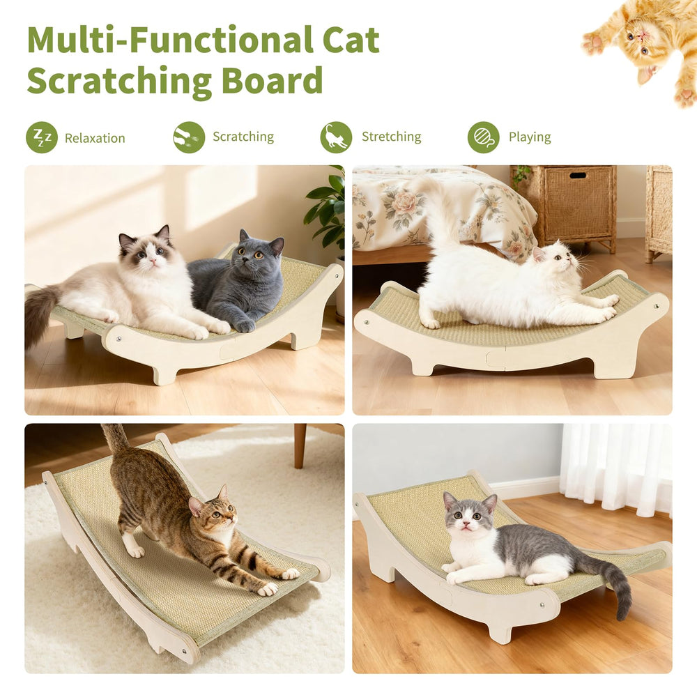 HOTEAGLE curved design scratcher supports stretches and naps for felines