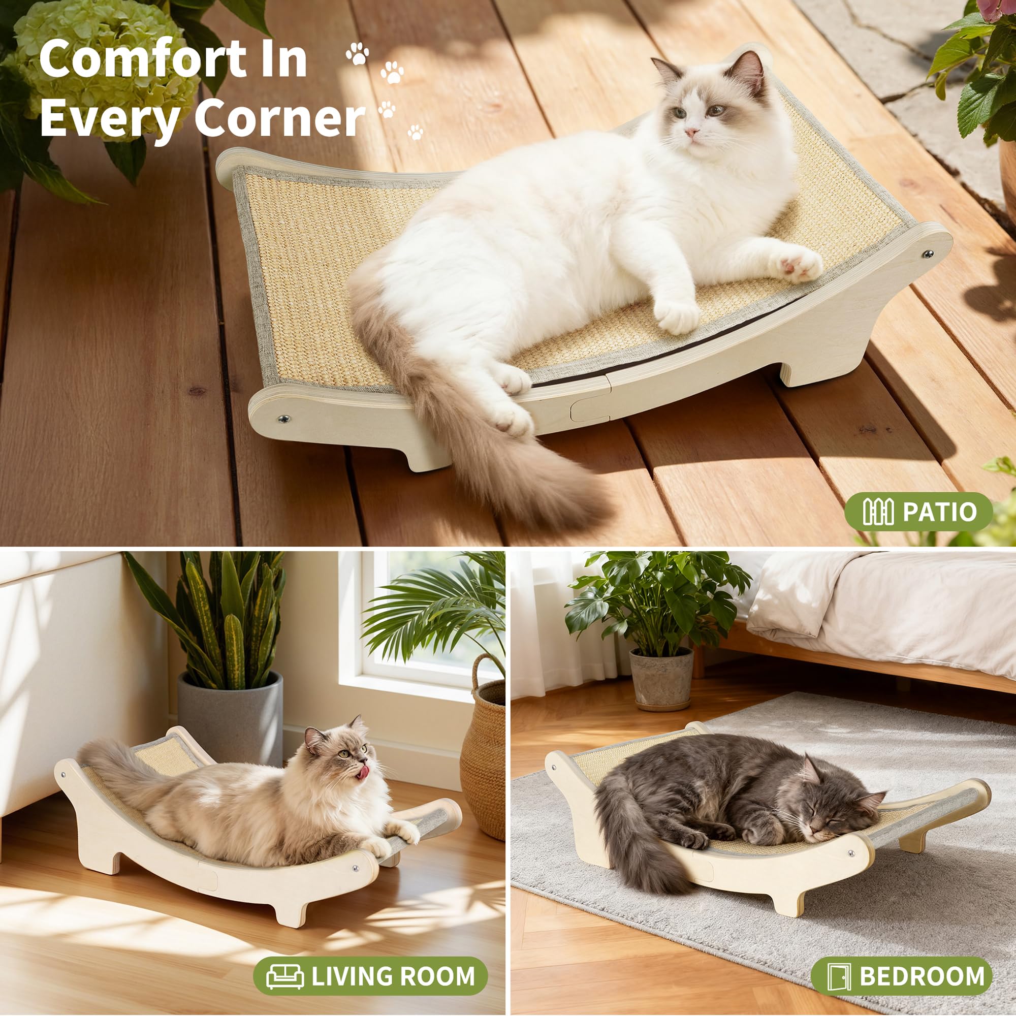 HOTEAGLE indoor cat bed and scratcher combo blends with home decor