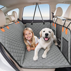 HOTEAGLE seat cover back-seat-hammock keeps pets secure and easy to clean.