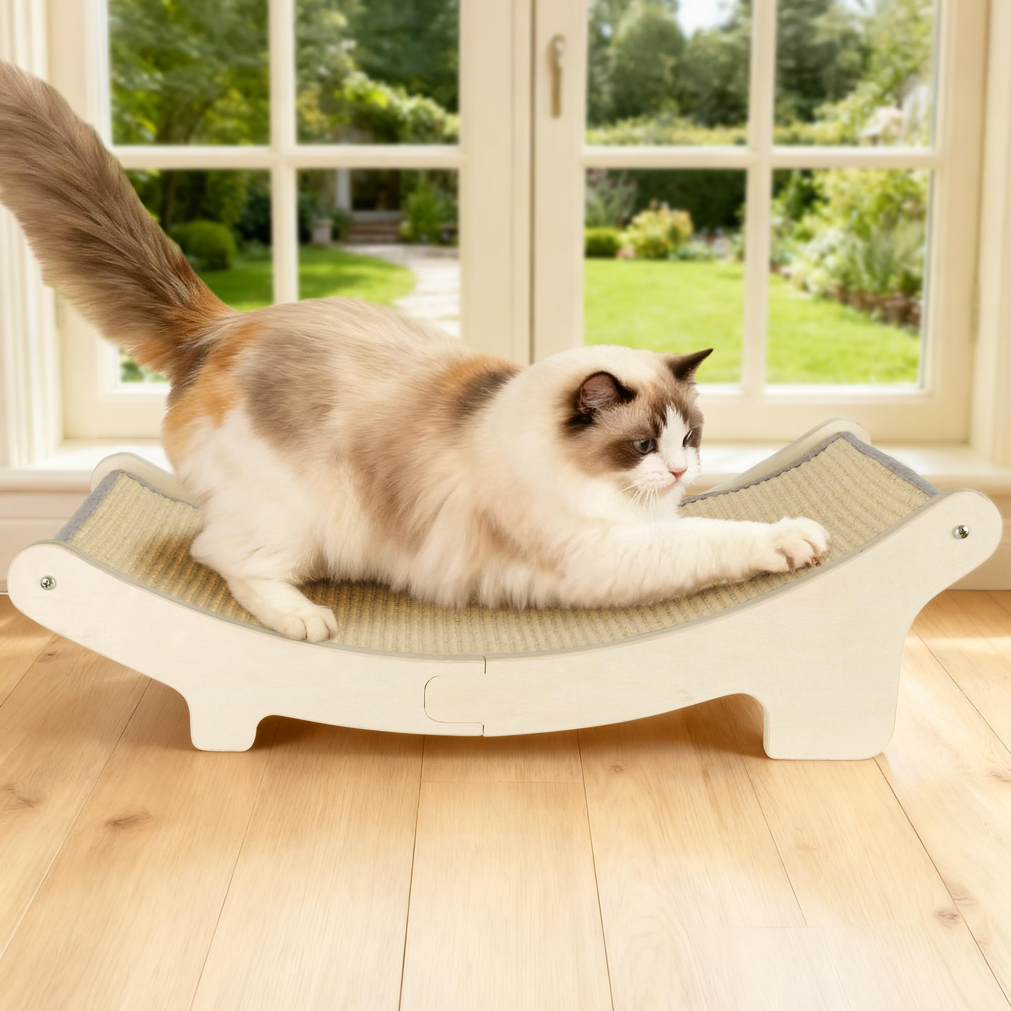 HOTEAGLE sisal scratch pad on wooden base for durable indoor scratching sessions