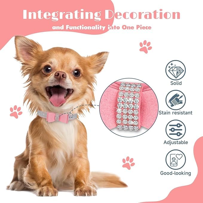 Hotlion bow-tie rhinestone collar yellow on puppy highlights vivid color and charm.
